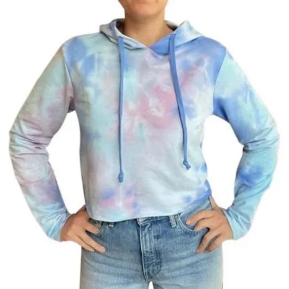 Wildfox Painted Sky Ivy Wash Long Sleeve Pullover Cropped Hoodie Size XL Women